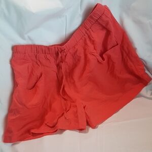 Women's Coral Elastic-Waist Athletic Shorts with Drawstring